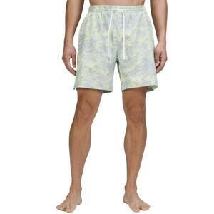 Lululemon Pool Short 7" Washed Marble Alpine White Electric Lemon Mesh Size S